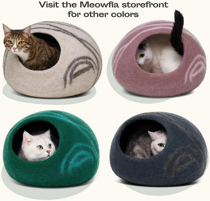 Cat Cave - Merino Wool Bed for Indoor Cats (Light Gray, Large)