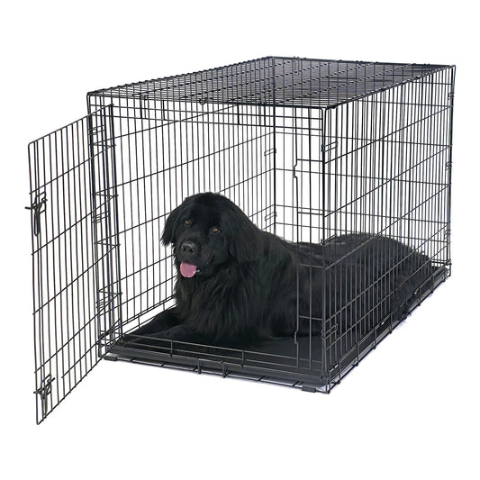Foldable 48" Wire Crate for Dogs with Divider and Leak-Proof Tray